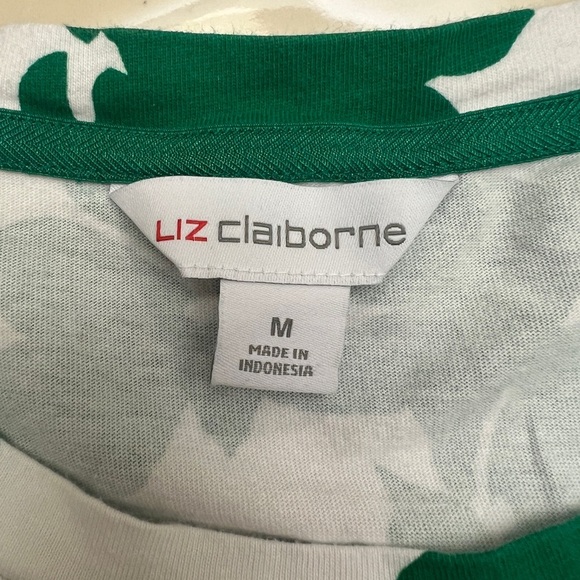 Liz Claiborne green/white flowered Tshirt dress with pockets - size M - Picture 4 of 7